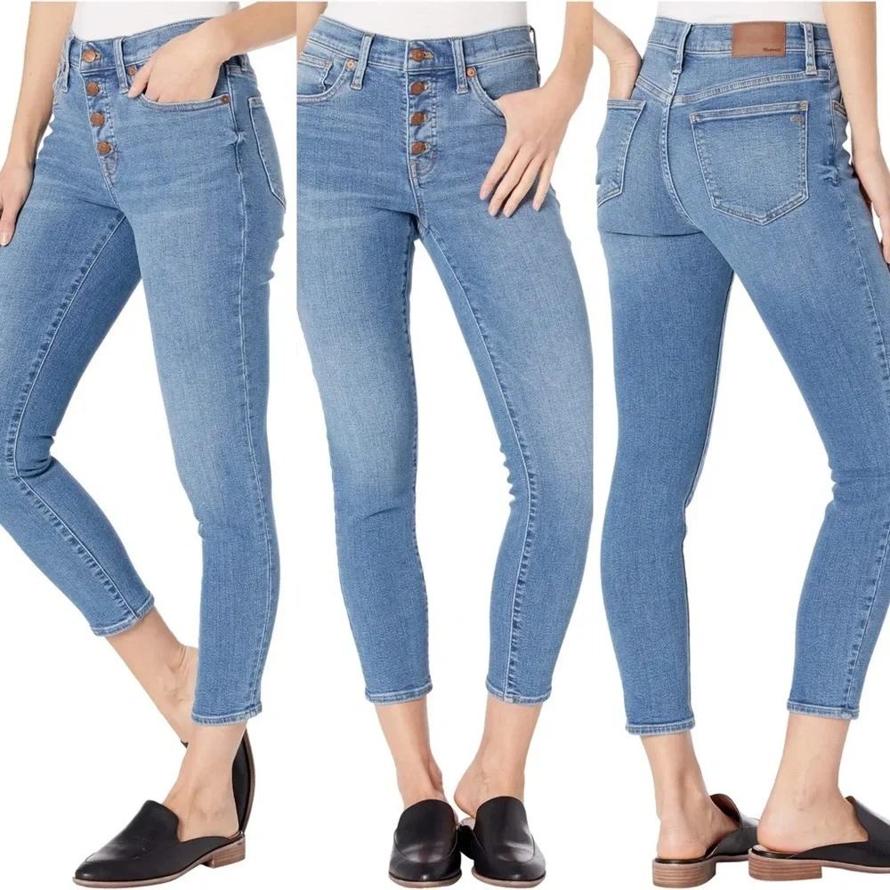 MADEWELL 9" Mid-Rise Skinny Crop Jeans with Button-Front, size 26 - Picture 1 of 12